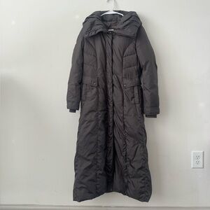 Cole Haan Long Brown Pillow Puffer Coat